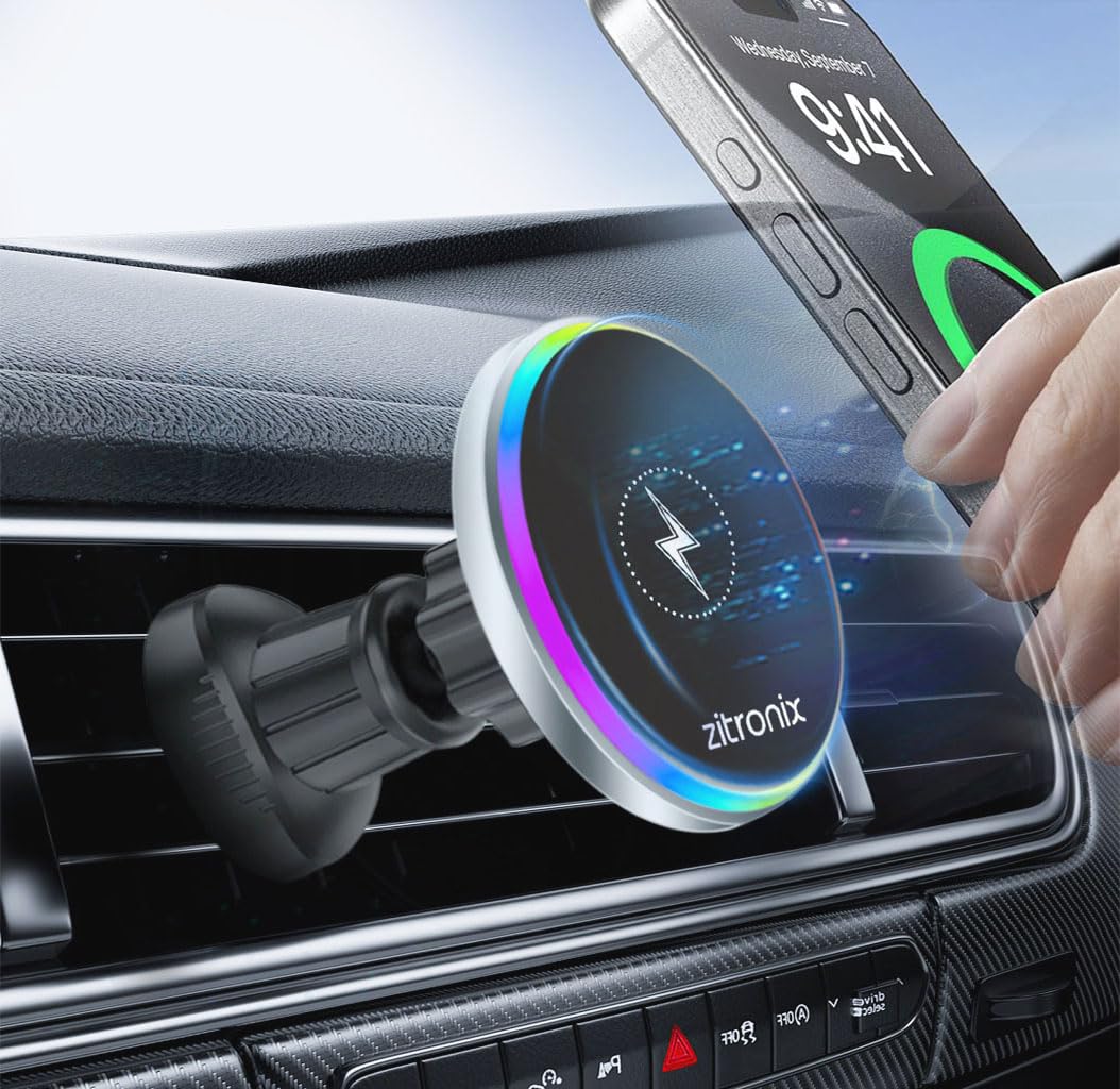 zitronix wireless car charger, 15W MagSafe Wireless Charger for car,with Air Vent Phone holder Mount for iPhone15,14,13,12series, zitronix wireless car charger, 15W MagSafe Wireless Charger for car,with Air Vent Phone holder Mount for iPhone15,14,13,12series,